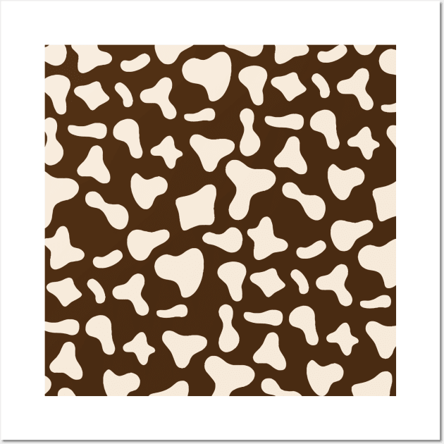 Milk Dairy Cow Print Pattern on Chocolate Background Wall Art by Cow Print Stuff